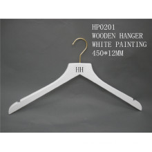 Hh Brand High Quality White Clothes Top Hanger for Coat Suit with Brass Hook